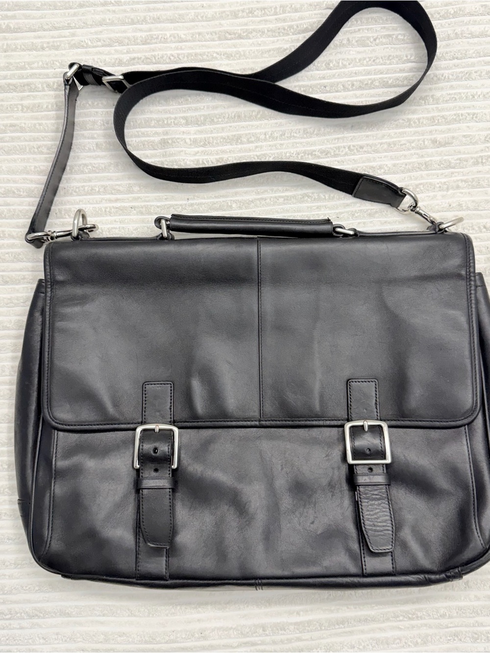 Coach Black Leather Messenger Briefcase Laptop Bag